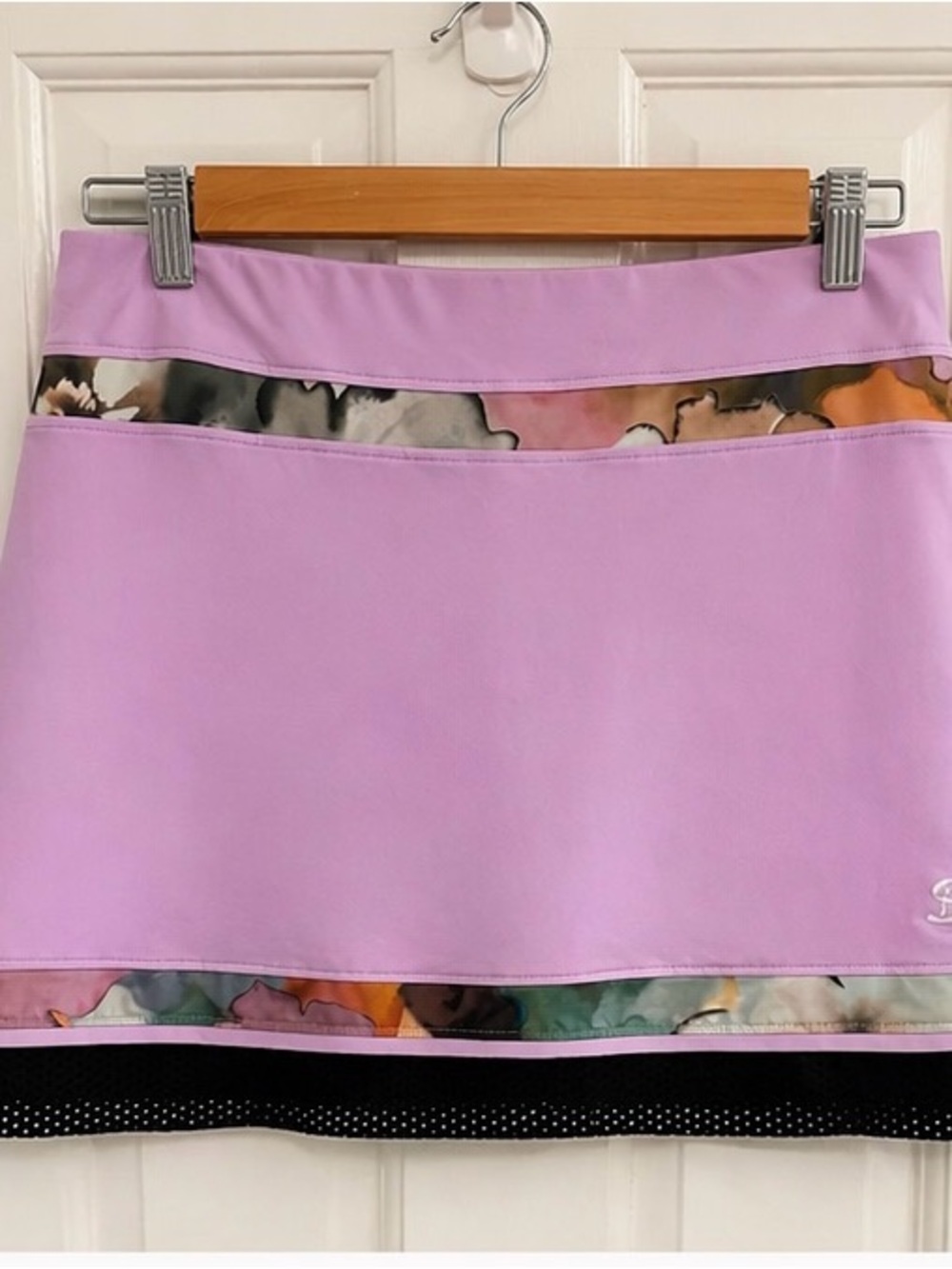Lilac Mini Skirt with Floral Contrast Trim